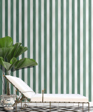 Load image into Gallery viewer, Fresco Stripe Wallpaper • Striped Wallpaper • Green • Insitu