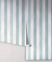 Load image into Gallery viewer, Fresco Stripe Wallpaper • Striped Wallpaper • Mint • Rolls