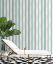 Load image into Gallery viewer, Fresco Stripe Wallpaper • Striped Wallpaper • Mint • Insitu