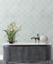 Load image into Gallery viewer, Garden Tiles Wallpaper • Geometric Wallpaper • Mint • Insitu