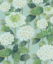 Load image into Gallery viewer, Hydrangea Garden Wallpaper • Aqua • Swatch