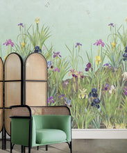 Load image into Gallery viewer, Iris Garden Mural • Blue • Insitu