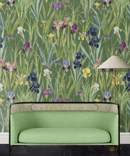 Load image into Gallery viewer, Iris Wallpaper • Green • Insitu
