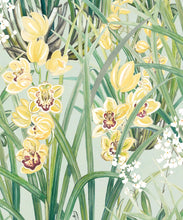 Load image into Gallery viewer, Garden Orchids Wallpaper • Blue • Swatch