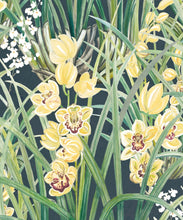 Load image into Gallery viewer, Garden Orchids Wallpaper • Navy • Swatch
