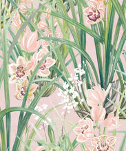 Load image into Gallery viewer, Garden Orchids Wallpaper • Pink • Swatch