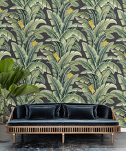 Load image into Gallery viewer, The Great Shalimar • Banana Leaf Wallpaper • Charcoal • Insitu