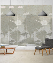 Load image into Gallery viewer, Tuscan Landscape Mural • Italian Wallpaper • Tree Wallpaper • Silhouette Wallpaper • Beige • Panels