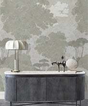 Load image into Gallery viewer, Tuscan Landscape Mural • Italian Wallpaper • Tree Wallpaper • Silhouette Wallpaper • Beige • Insitu