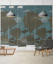 Load image into Gallery viewer, Tuscan Landscape Mural • Italian Wallpaper • Tree Wallpaper • Silhouette Wallpaper • Caramel • Panels