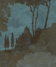 Load image into Gallery viewer, Tuscan Landscape Mural • Italian Wallpaper • Tree Wallpaper • Silhouette Wallpaper • Caramel • Swatch