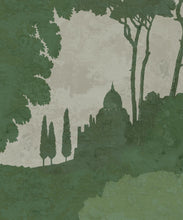 Load image into Gallery viewer, Tuscan Landscape Mural • Italian Wallpaper • Tree Wallpaper • Silhouette Wallpaper • Green • Swatch