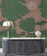Load image into Gallery viewer, Tuscan Landscape Mural • Italian Wallpaper • Tree Wallpaper • Silhouette Wallpaper • Terracotta • Insitu