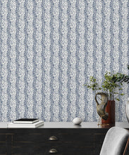 Load image into Gallery viewer, Park Avenue Petite Wallpaper • Dianne Bergeron • Animal Print Wallpaper • Animal Spots Wallpaper • Indigo • Insitu