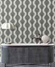 Load image into Gallery viewer, Fern Wallpaper • Gray Wallpaper • Insitu with desk