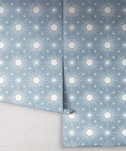 Load image into Gallery viewer, Sun Light Star Bright Wallpaper • French Blue• Rolls