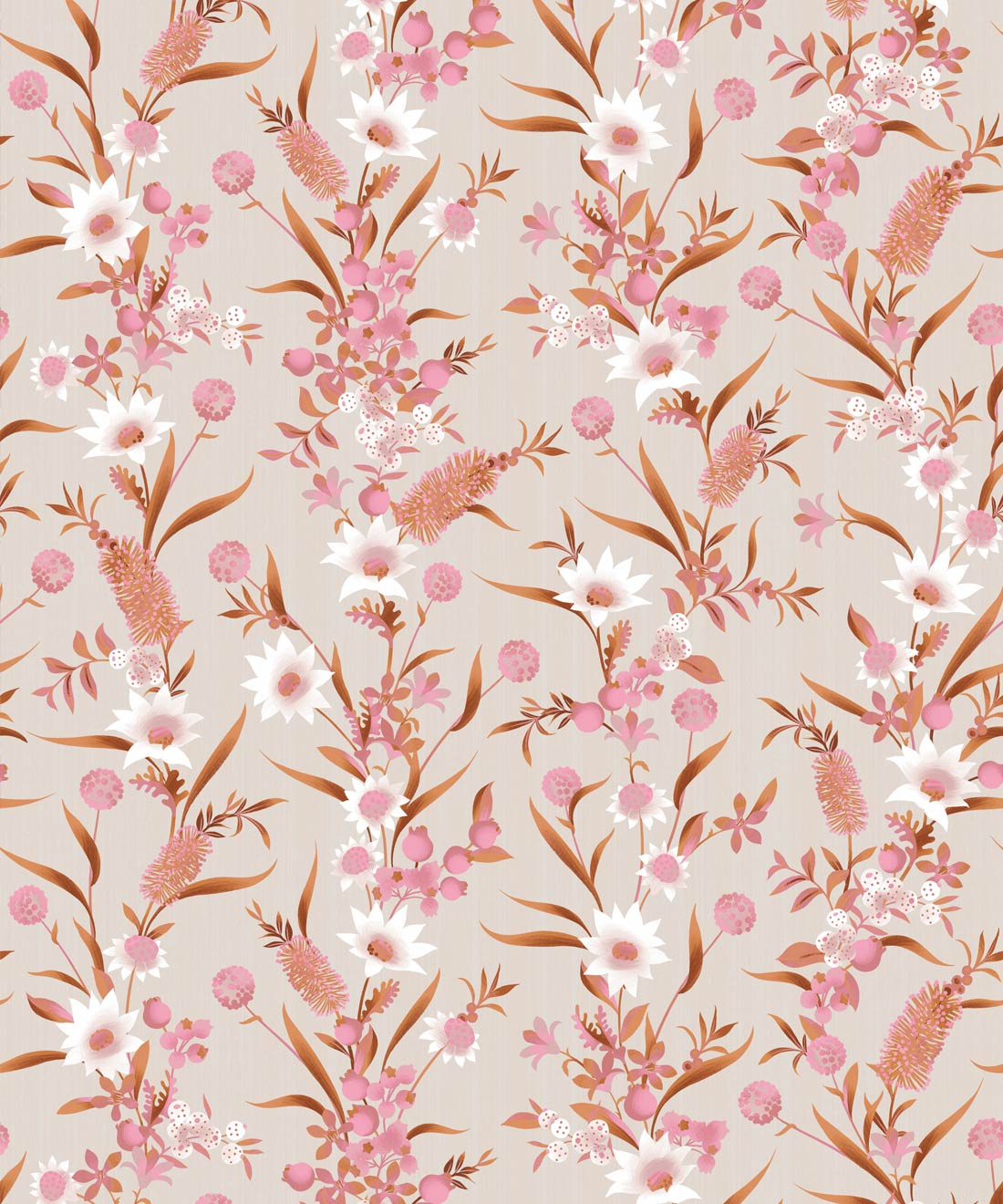 Bottlebrush Wallpaper • Grandmillenial Wallpaper • Pink Neutral • Swatch