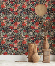 Load image into Gallery viewer, Bouquet Wallpaper • Eloise Short • Vintage Floral Wallpaper • Granny Chic Wallpaper • Grandmillennial Style Wallpaper • Licorice • Insitu