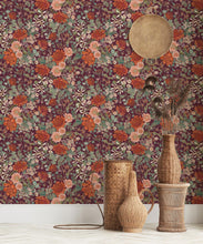 Load image into Gallery viewer, Bouquet Wallpaper • Eloise Short • Vintage Floral Wallpaper • Granny Chic Wallpaper • Grandmillennial Style Wallpaper • Mulberry • Insitu