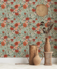 Load image into Gallery viewer, Bouquet Wallpaper • Eloise Short • Vintage Floral Wallpaper • Granny Chic Wallpaper • Grandmillennial Style Wallpaper • Pistachio • Insitu