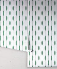 Load image into Gallery viewer, Bowline Wallpaper • Geometric Wallpaper • Striped Wallpaper • Green Wallpaper • Rolls