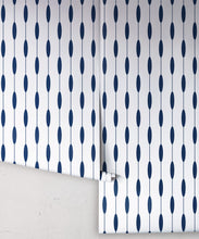 Load image into Gallery viewer, Bowline Wallpaper • Geometric Wallpaper • Striped Wallpaper • Navy Wallpaper • Rolls