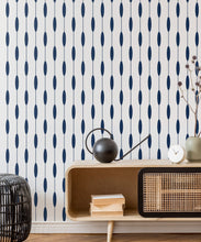 Load image into Gallery viewer, Bowline Wallpaper • Geometric Wallpaper • Striped Wallpaper • Navy Wallpaper • Insitu