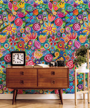 Load image into Gallery viewer, Colour Collaboration Wallpaper • Colorful Floral Wallpaper • Insitu