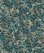 Load image into Gallery viewer, County Flowers Wallpaper • Eloise Short • Vintage Floral Wallpaper • Granny Chic Wallpaper • Grandmillennial Style Wallpaper • Peacock • Swatch