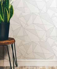 Load image into Gallery viewer, E&amp;S Fracture Grey is a unique geometric wallpaper