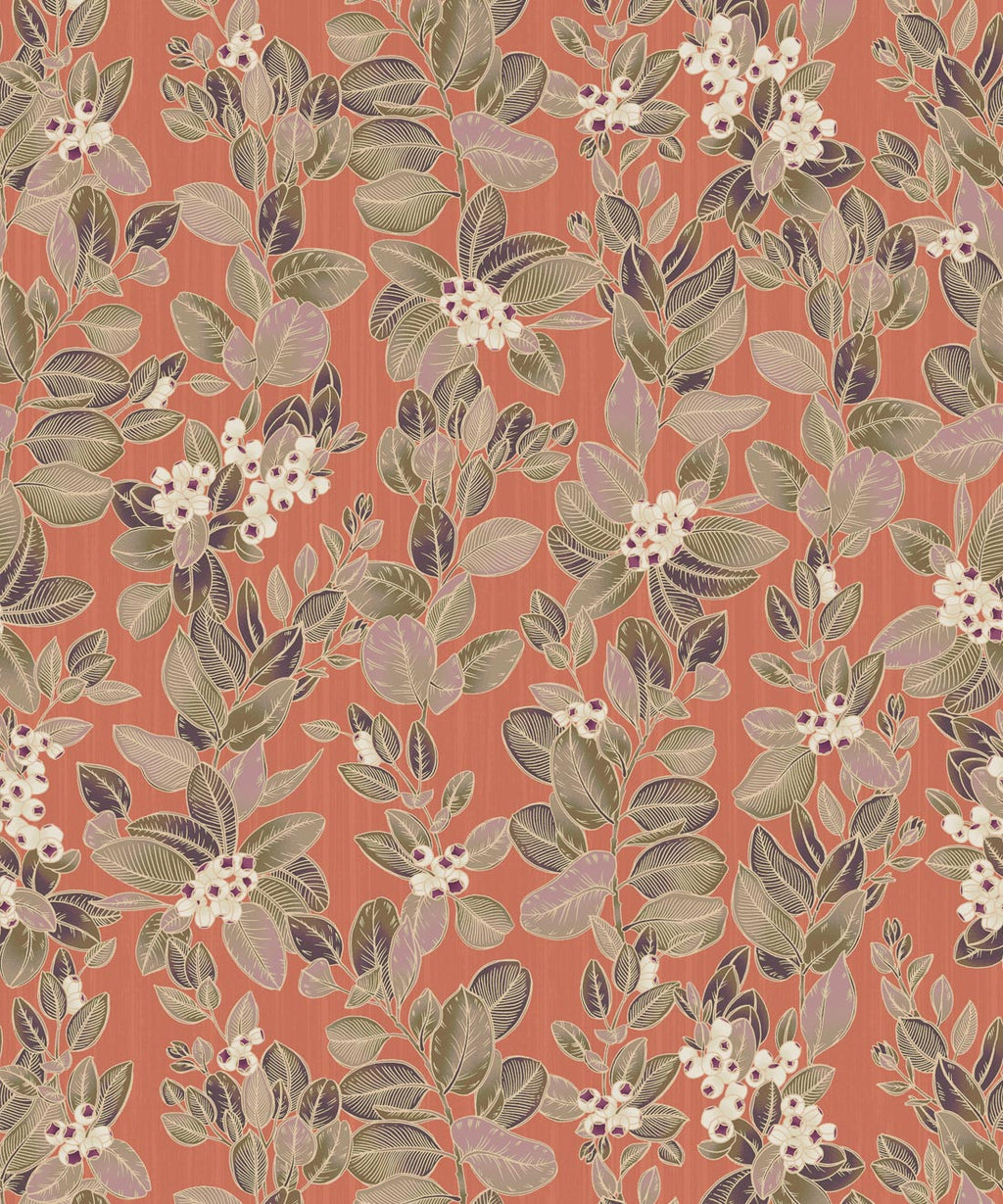 Eucalyptus Wallpaper • Eloise Short • Vintage Floral Wallpaper • Granny Chic Wallpaper • Grandmillennial Style Wallpaper • terracotta • Swatch