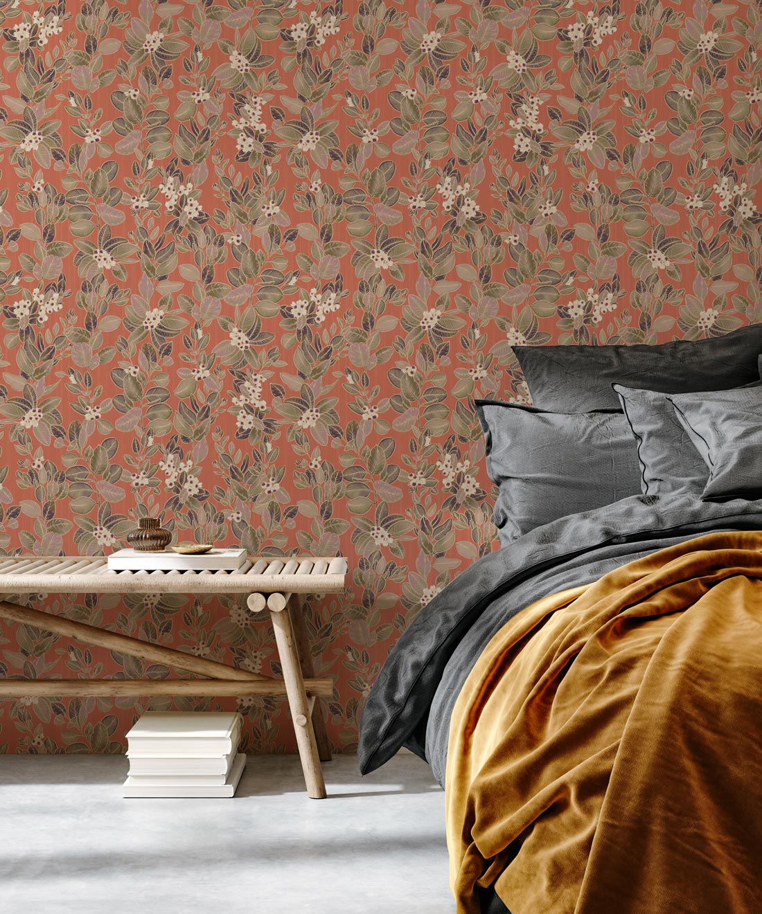 Eucalyptus Wallpaper • Eloise Short • Vintage Floral Wallpaper • Granny Chic Wallpaper • Grandmillennial Style Wallpaper • terracotta • Insitu