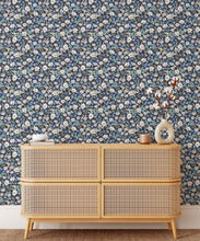 Load image into Gallery viewer, Flannel Flowers Wallpaper • Blue Wallpaper • Insitu