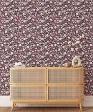 Load image into Gallery viewer, Flannel Flowers Wallpaper • Red Night • Insitu