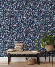 Load image into Gallery viewer, Forest Floral Wallpaper • Blue • Insitu