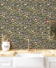 Load image into Gallery viewer, Fungi Wallpaper • Eloise Short • Vintage Floral Wallpaper • Granny Chic Wallpaper • Grandmillennial Style Wallpaper • Olive • Insitu