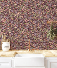 Load image into Gallery viewer, Fungi Wallpaper • Eloise Short • Vintage Floral Wallpaper • Granny Chic Wallpaper • Grandmillennial Style Wallpaper • Wine • Insitu