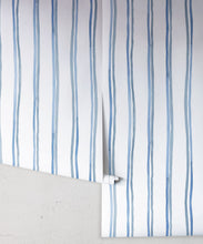 Load image into Gallery viewer, Double Inky Stripe • Striped Wallpaper • Blue Striped Wallpaper Rolls • Georgia MacMillan • Milton &amp; King USA
