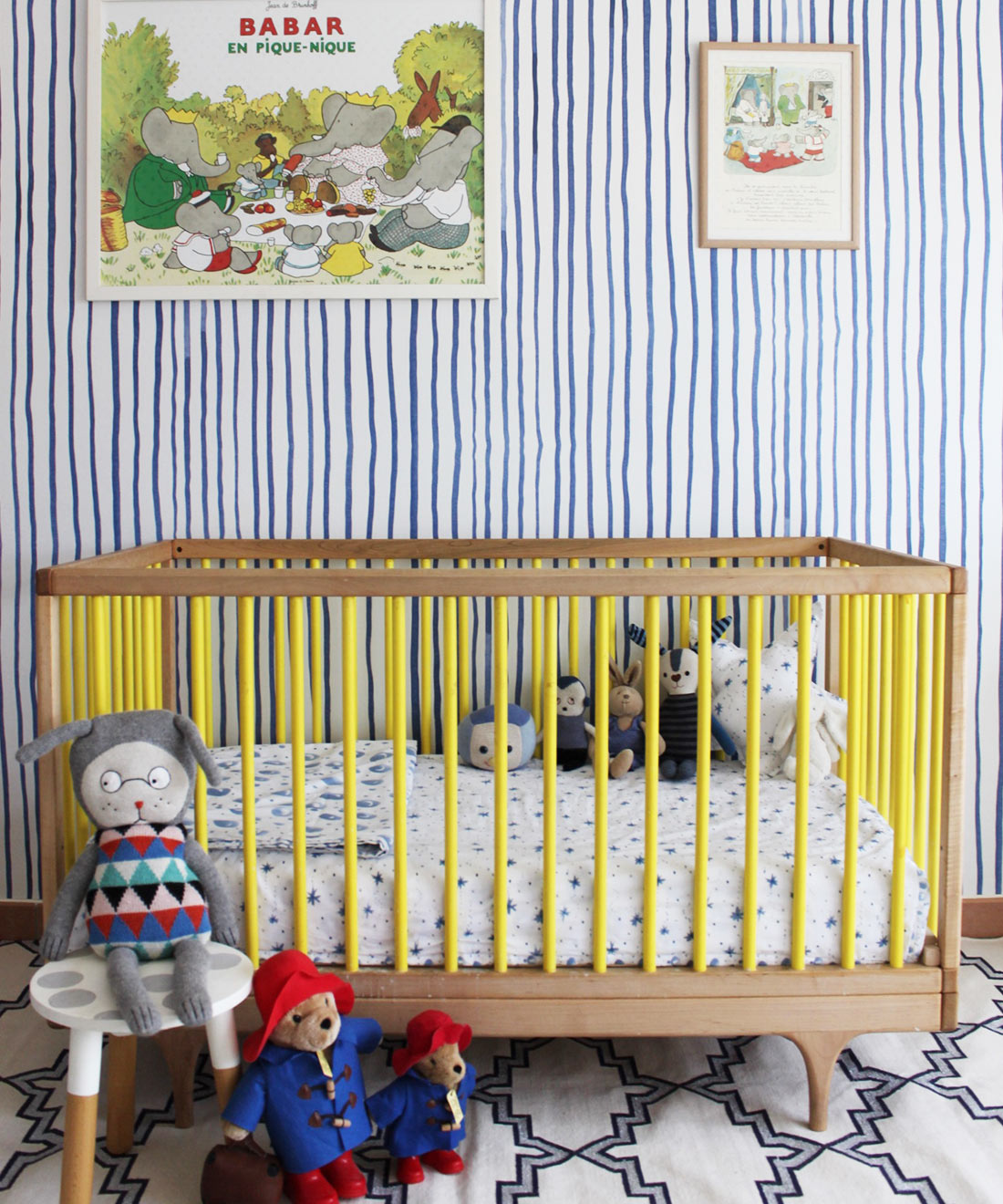 Zighy Stripes • Striped Wallpaper • Blue Stripes • Milton & King USA • Georgia MacMillan • Nursery Decor • Crib