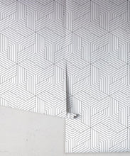 Load image into Gallery viewer, Black Lined Geometric Illusions Wallpaper • Geometric Wallpaper • Milton &amp; King