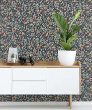 Load image into Gallery viewer, Gum Blossom Wallpaper • Blue Peach • Insitu
