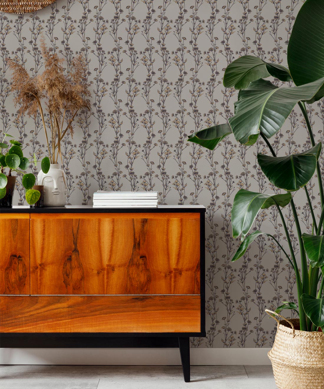 Astrantia Wallpaper • Hackney & Co. • Grey • Insitu
