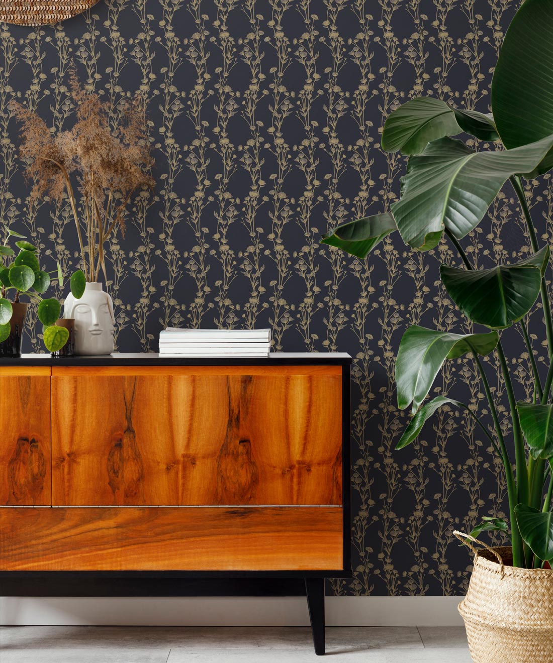Astrantia Wallpaper • Hackney & Co. • Navy • Insitu