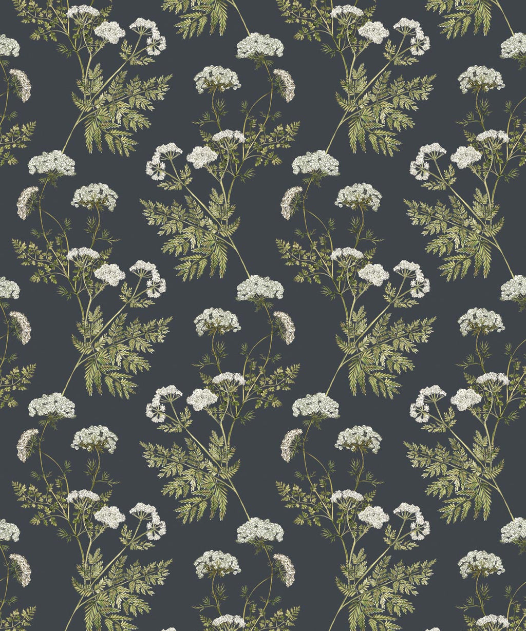 Cicely Wallpaper • Hackney & Co. • Charcoal • Swatch