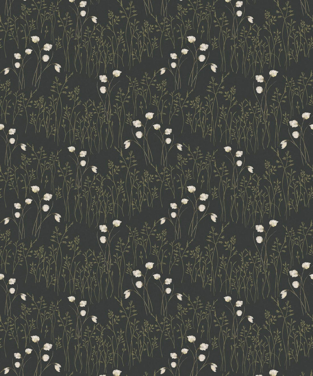 Cotton Grass Wallpaper • Hackney & Co. • Forest Green • Swatch