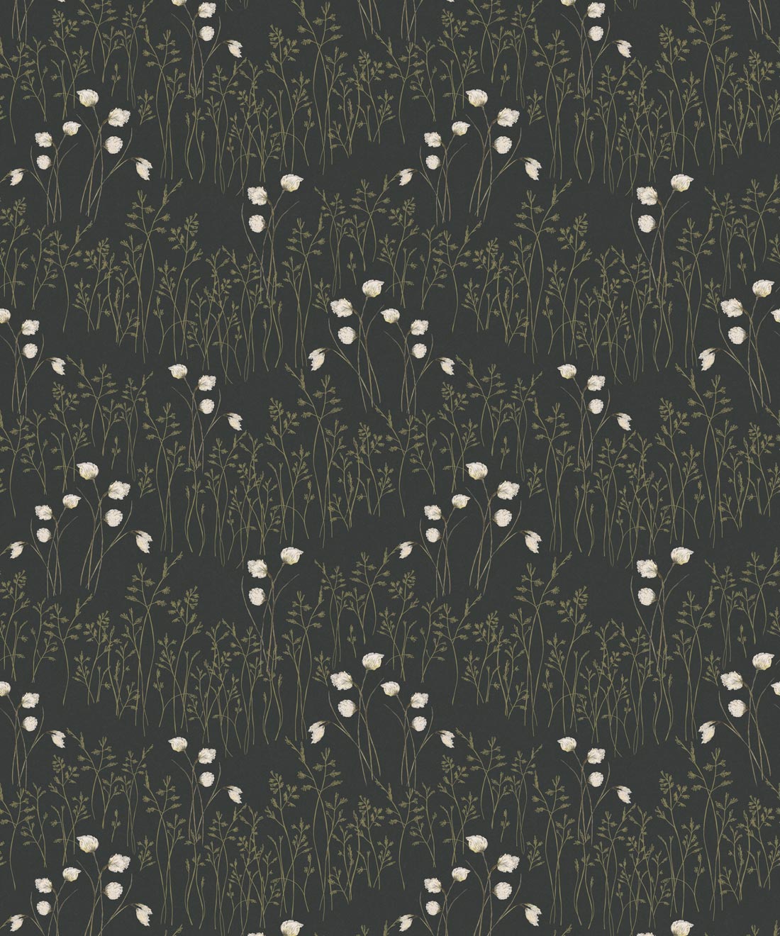 Cotton Grass Wallpaper • Hackney & Co. • Forest Green • Swatch