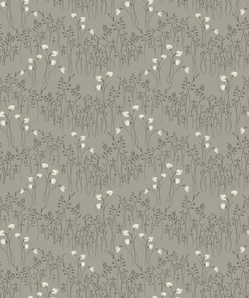Cotton Grass Wallpaper • flowing grassland • Hackney & Co. • Moss Green • Swatch