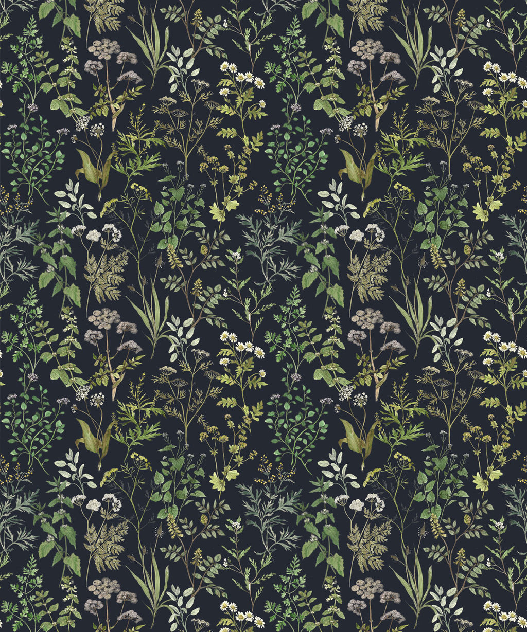 Herbarium Wallpaper • Hackney & Co. • Dark Navy • Swatch