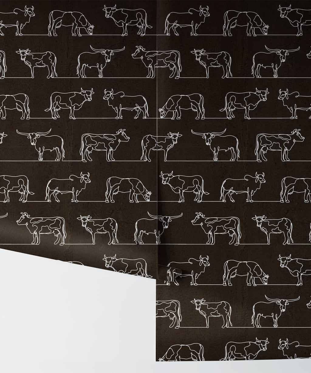 The Herd Wallpaper • Cow, Cattle, Farm Animals • Charcoal • Rols