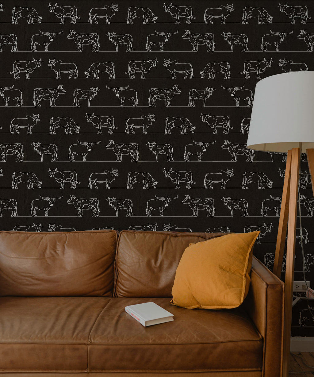 The Herd Wallpaper • Cow, Cattle, Farm Animals • Charcoal • Insitu